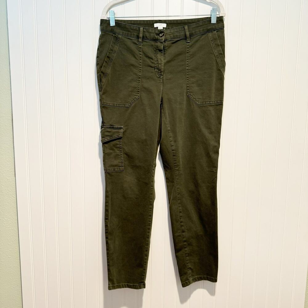 J Jill Olive Green Cargo Pants Slim Leg Size 10